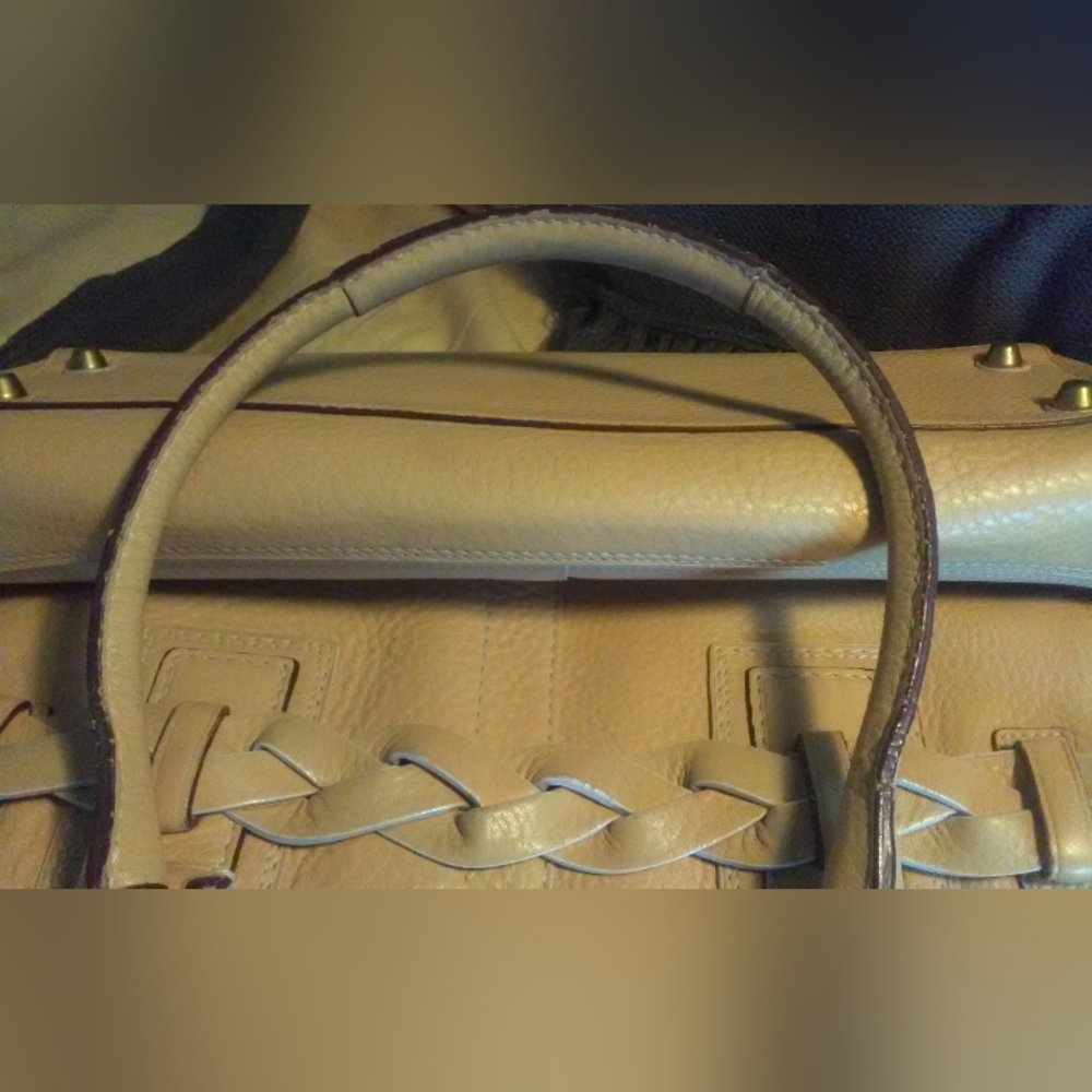 Coach Beige Leather Shoulder Bag with Tassel - Picture 12 of 15